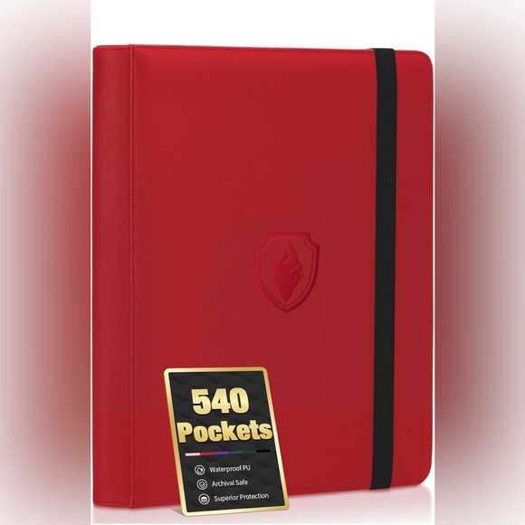 Trading Card Binder 9 Pocket, Card Collection Binder for 540 Cards - Red - Picture 1 of 8